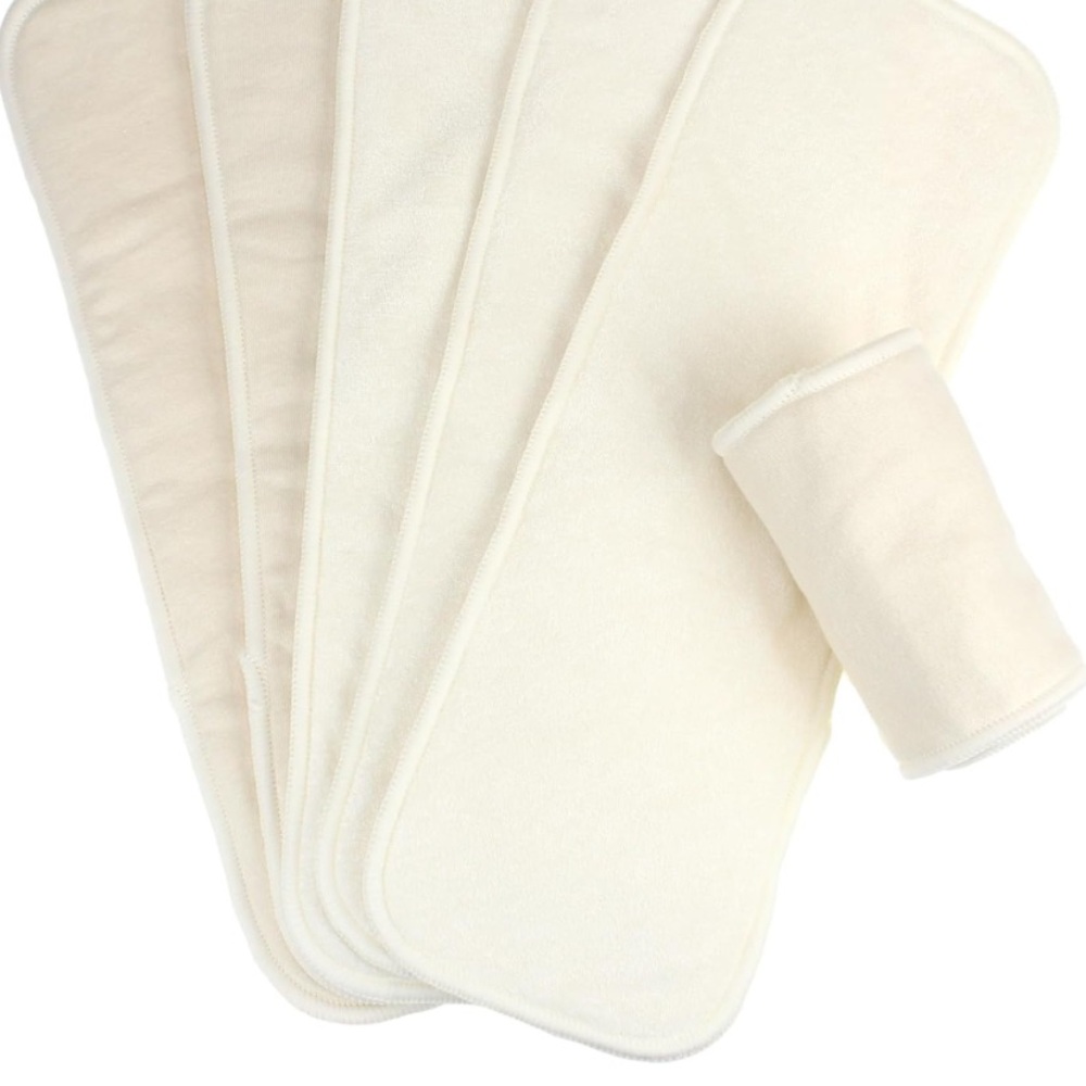 Mama Koala 6-Layer Natural Cotton/Bamboo Cloth Diaper Inserts,6 Pack, nighttime